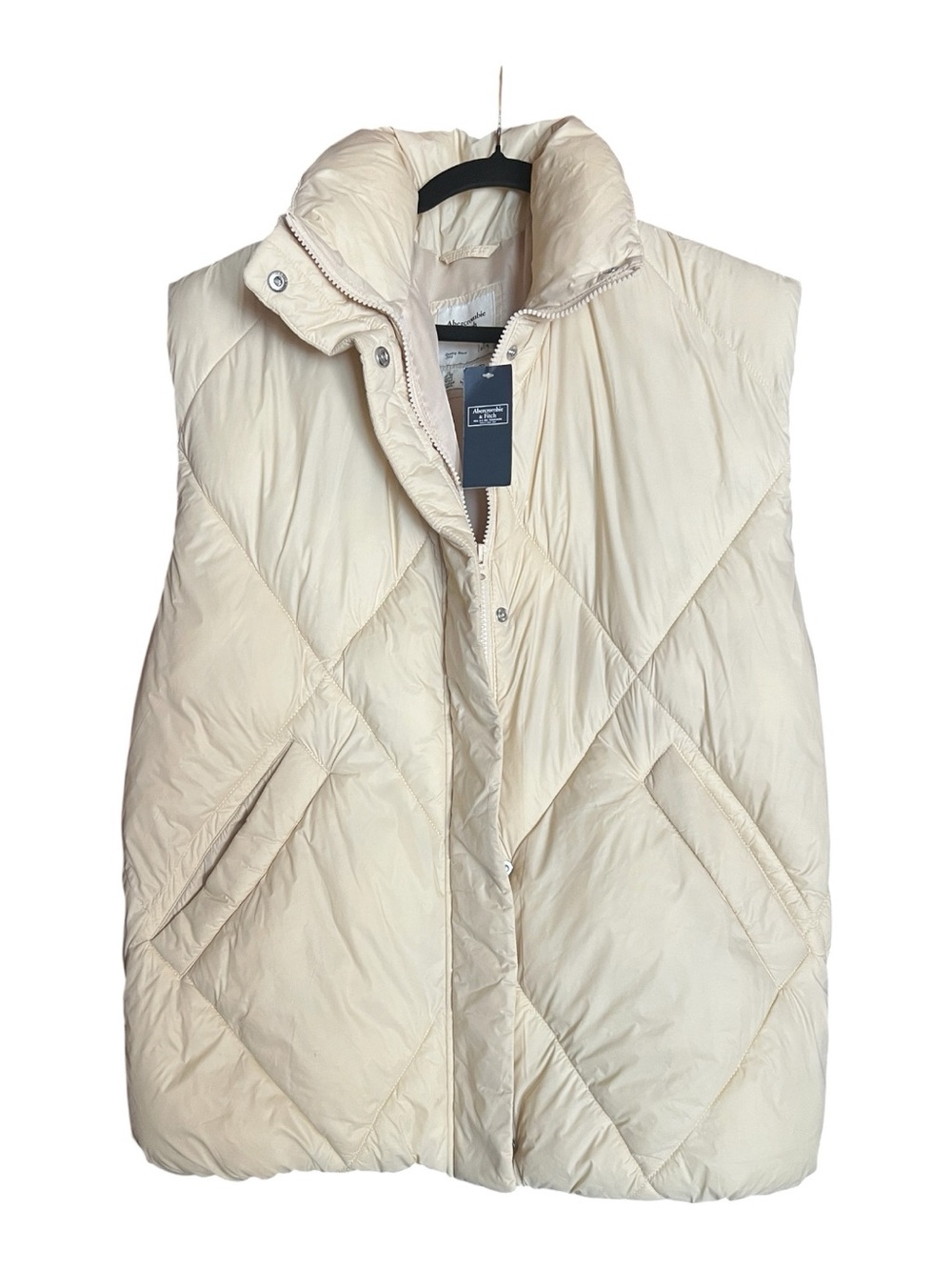 Abercrombie & Fitch Cream Quilted Puffer Vest Size S NWT